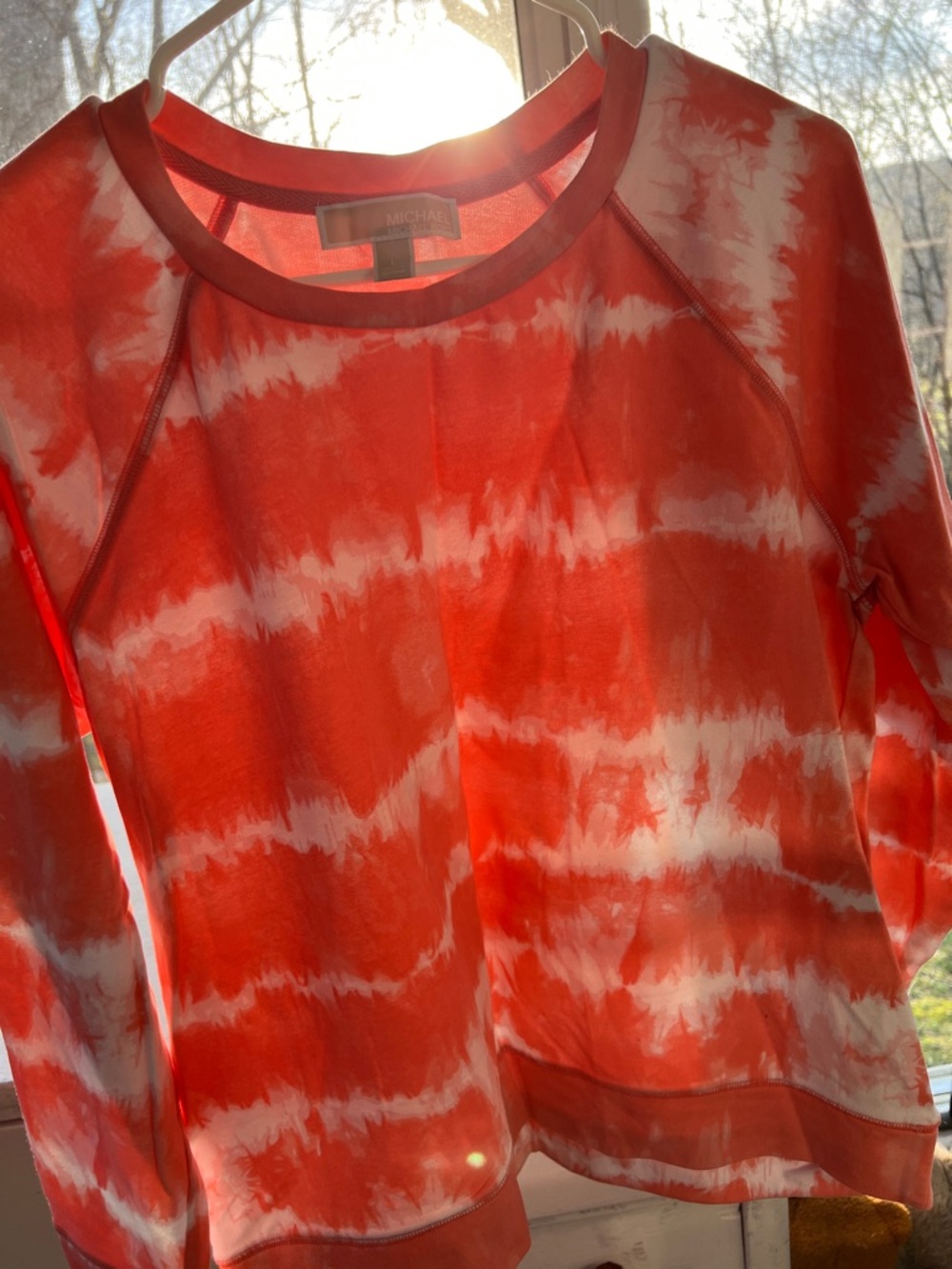 Michael Kors Peach and White Tie-Dye Sweatshirt